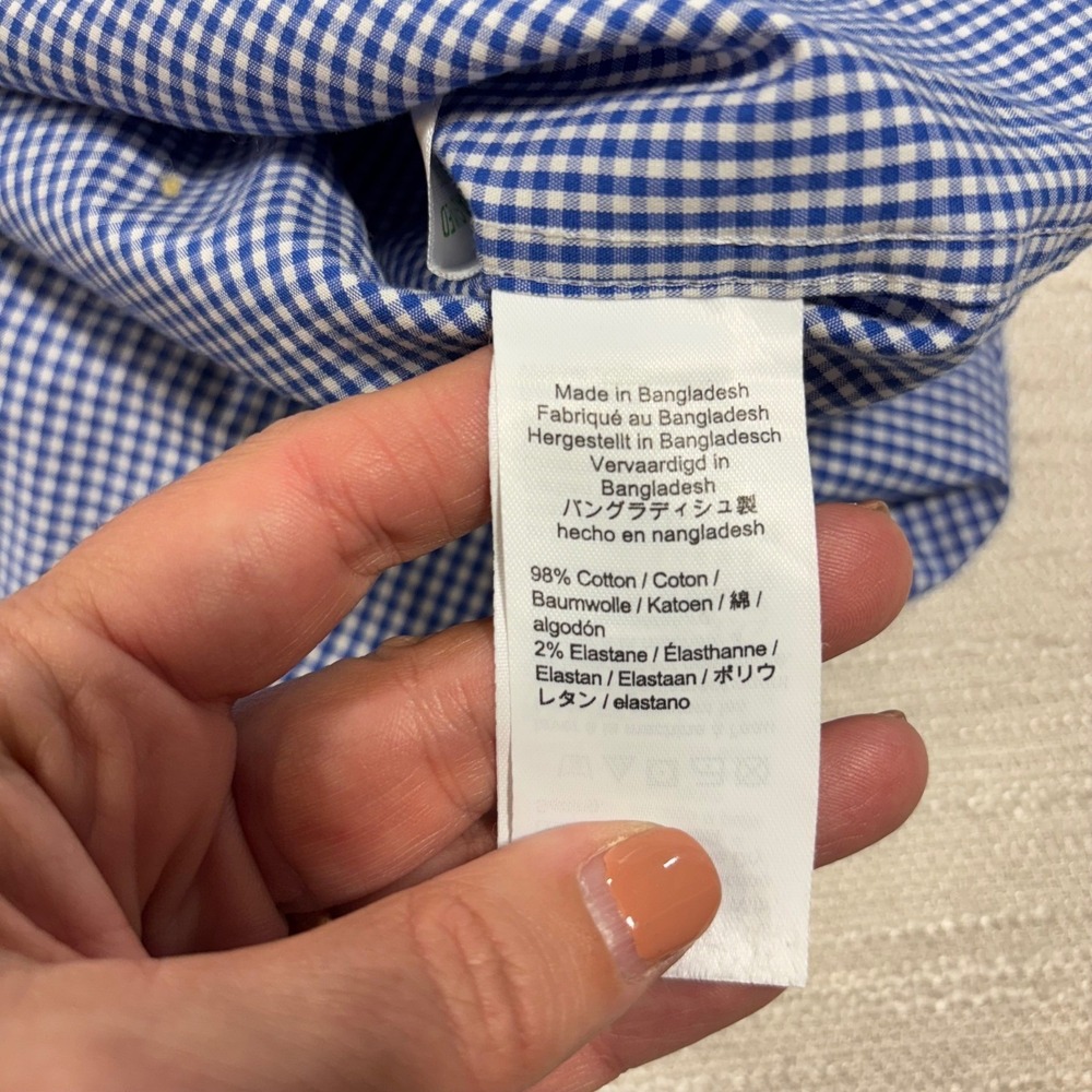 J.Crew Mens Slim Flex Wrinkle Free Blue Gingham Check Button Down Shirt L - Picture 7 of 8